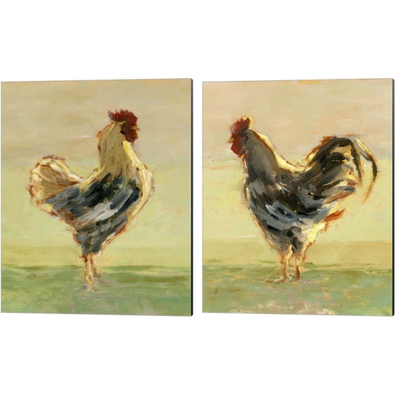 Great Art Now Sunlit Rooster by Ethan Harper 2 Piece Canvas Art Set Each 12W x 15H