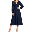thumbnail image 2 of qafoshin Womens Polka Midi Dresses Elegant Long Sleeve V Neck Flowy Dress Vintage Fall Trendy Dress, 2 of 6