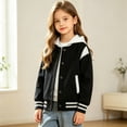 thumbnail image 5 of Varsity Jackets Fleece Lined Hooded Fake Two Piece Baseball Coat Snap Button Front Back To School Birthday Party Toddler Outerwear, 5 of 5