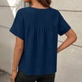 thumbnail image 5 of Linen Top Women's Linen Short Sleeve Button-Down Top - Round Neck Summer Tunic Loose Casual Blouse, 5 of 8