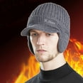 thumbnail image 4 of Winter Beanie w/Visor & Earflaps for Men Outdoor Winter Knitted Hat, 4 of 8
