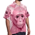 thumbnail image 2 of Pink Monkey Gorilla Men's Short Sleeve Hawaiian Poplin Shirt, Casual Printed Button Down Summer Beach Shirts - Unisex, 2 of 6