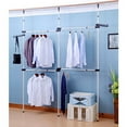 Telescopic Garment Rack, Premium Heavy Duty Movable Coat Hanger Clothes Wardrobe 3 Poles 4 Bars