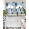 thumbnail image 4 of Blue Floral Swag Curtains for Living Room/Bedroom Windows, Spring Flowers Plants Patchwork Grid Bohemia Kitchen Curtains and Valances Set 36 Inch Length, Light Filtering Swags Valance Curtain Panels, 4 of 5