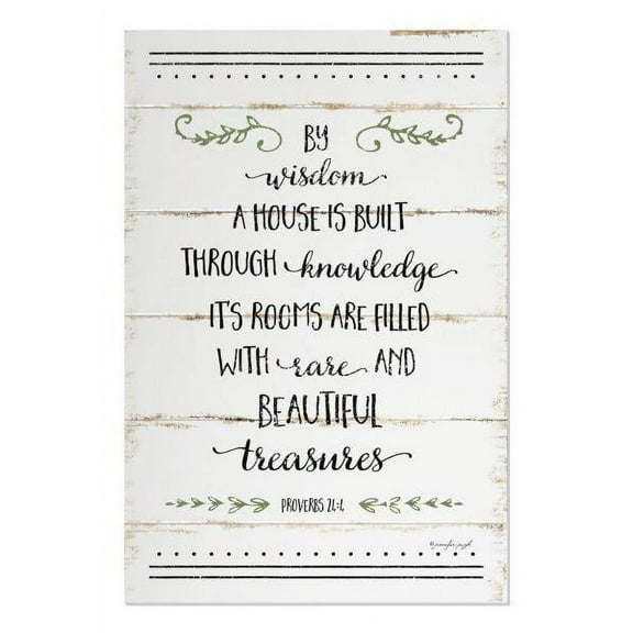 By Wisdom A House Is Built Through Knowledge Shiplap Style Wood Sign 12x18