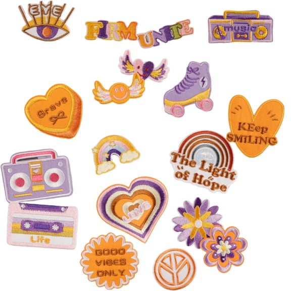 18 Pcs Roller Skates Sew On/Iron On Patches Flower Embroidered Patches Repair Patches Speakers Sewing Patches for Clothes