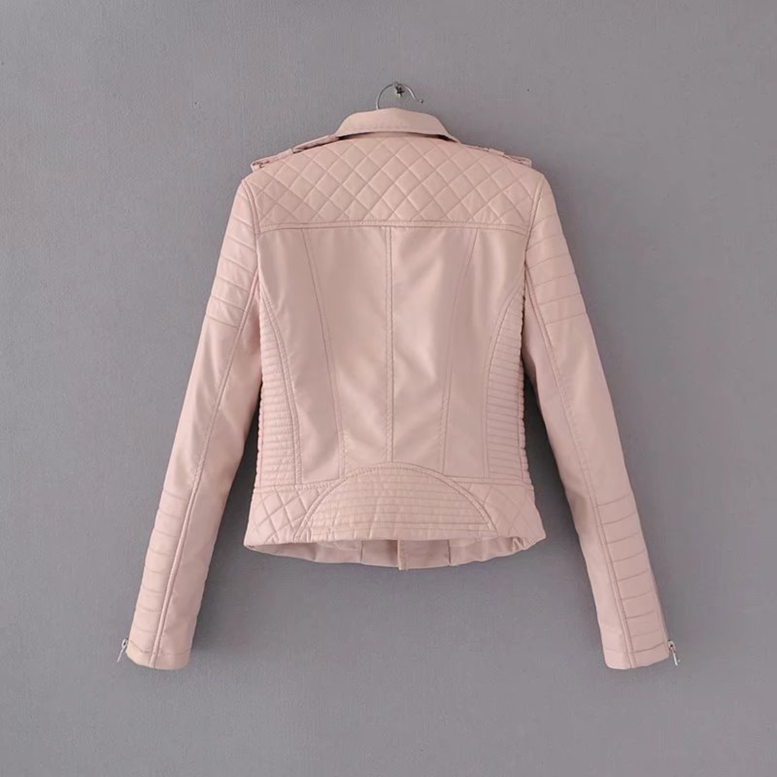 HSMQHJWE Knit Jackets And Blazers Soft Pile Vest Women Leather Short Jacket Jacket Zipper Casual Quilting Trend Pu Short Jacket Fashion Motorcycle Jacket Down Jackets For Women Petite - image 4 of 4