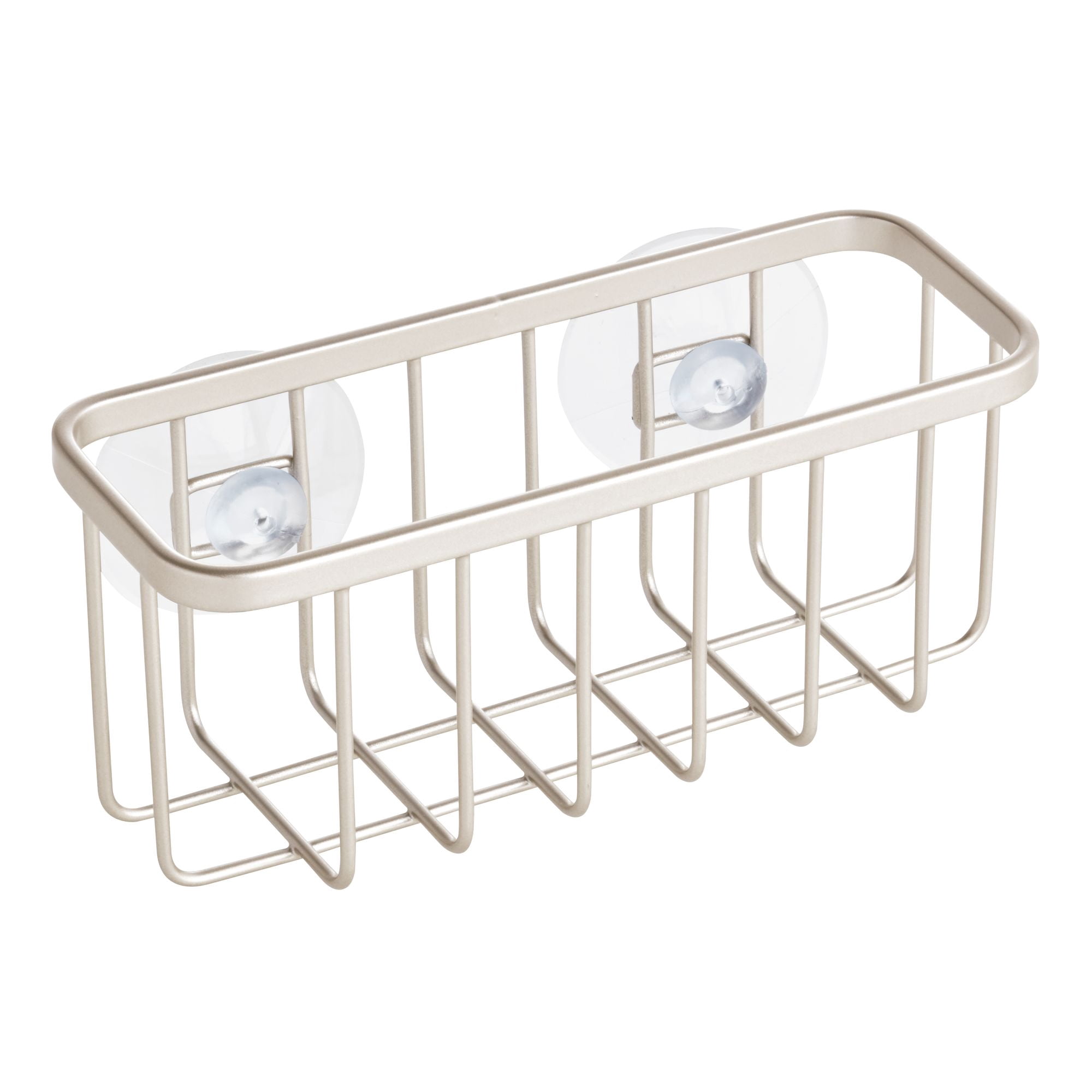iDesign Suction Metal and Plastic Sink Caddy, 5.75 in x 2.25 in x 2.5 in, Matte Satin