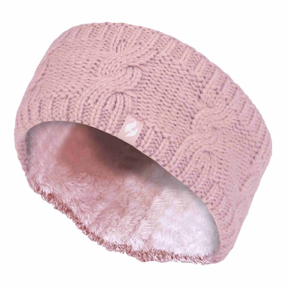 Heat Holders - Ladies Cable Knitted Fleece Lined Thermal Winter Ear Warmer Headband