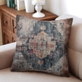 thumbnail image 4 of Boho Ethnic Design Decorative Linen Blue Carpet Pattern Farmhouse Throw Pillow Covers 18 X 18 Inch, Set Of 2, Linen Study Sofa Cushion Cover Indoor Living Room Home Decor, 4 of 7