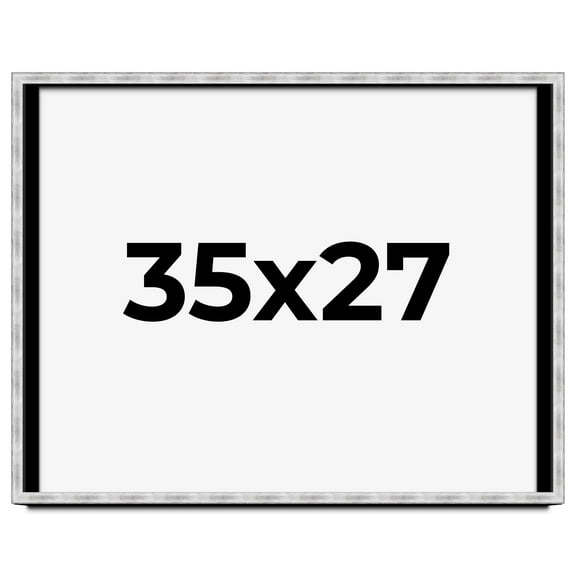 35x27 Frame Brushed Silver Solid Wood Picture Frame | 0.75 Inch Moulding Width | Rabbet Depth 0.75
