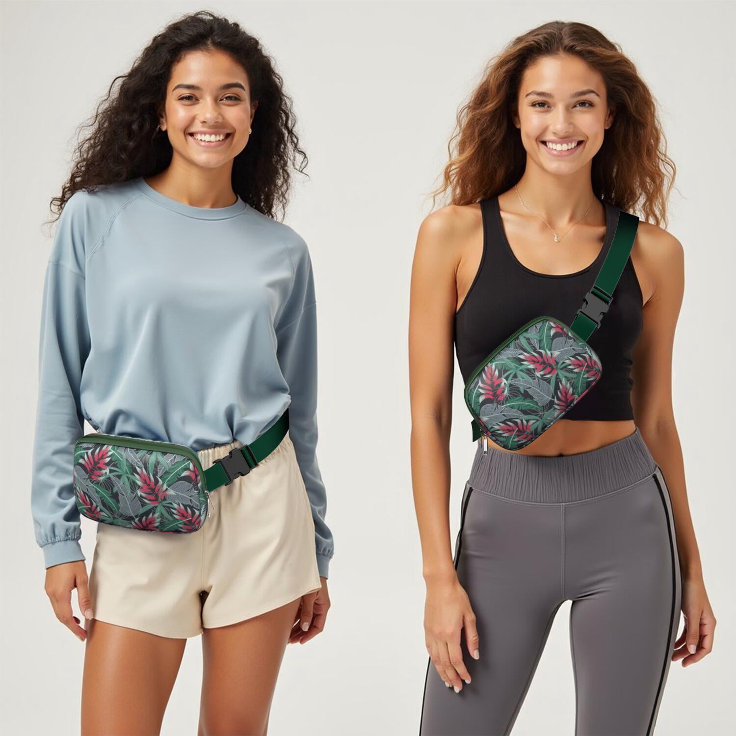 Hawaiian Jungle Leaf Belt Bag – Colorful Aloha Fanny Pack for Nature and Beach Lovers