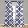 thumbnail image 5 of Ambesonne Ethnic Curtains, Rococo Victorian Star Forms, Pair of 28"x84", Indigo and White, 5 of 5