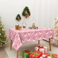 thumbnail image 5 of Pink Christmas Tablecloth Rectangle Xmas Tree Santa Claus Fabric Table Cloth Washable Table Cover for Picnic Dining Table Decor, 60 x 102 Inch, 5 of 7