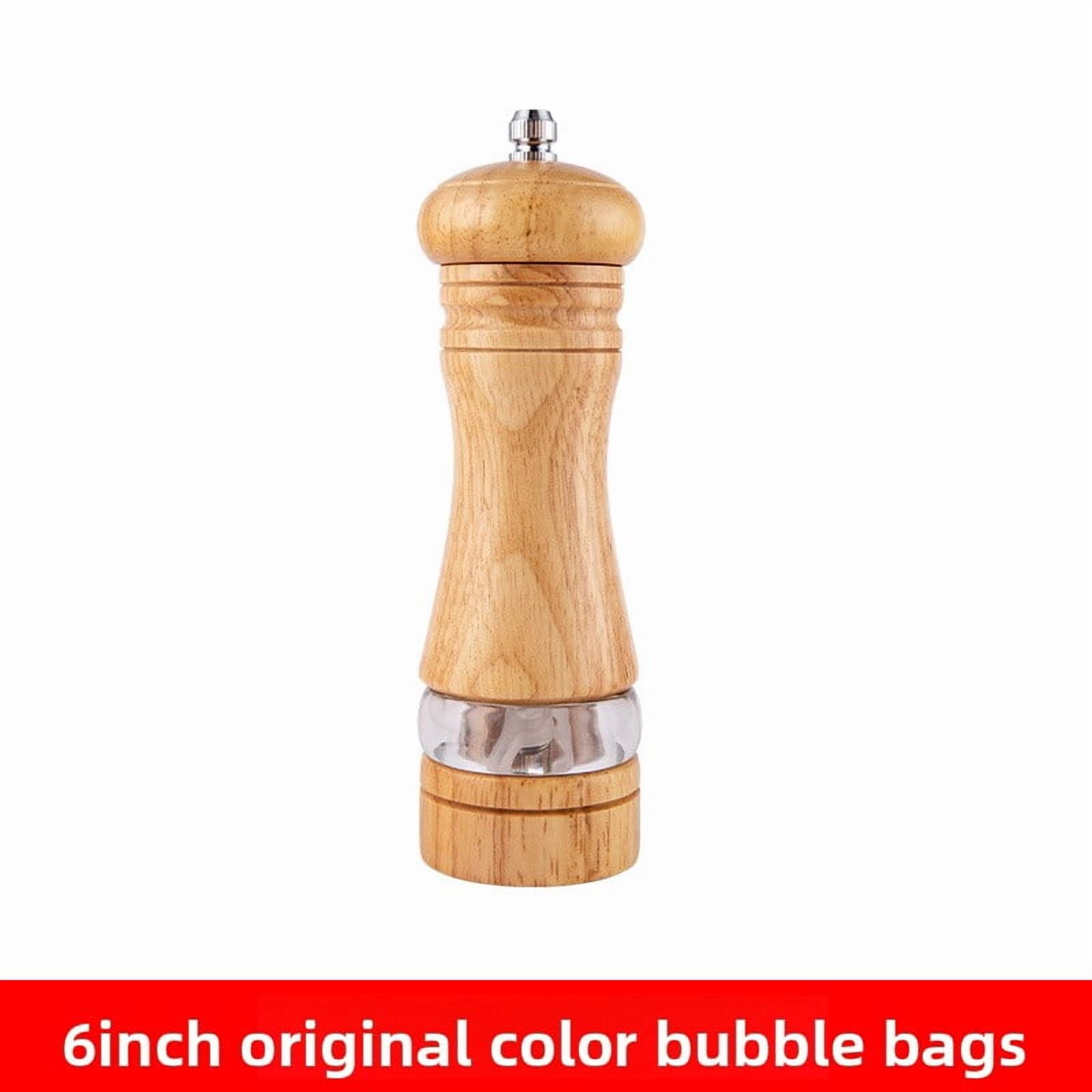 TL New Manual 6inch Pepper Grinder Rubber Wood Sichuan Pepper Sea Salt Freshly Ground Pepper Powder Seasoning Jar Spice Grinder Bottle
