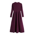 thumbnail image 1 of Pisexur Robes Chandails pour Femmes 2024 Tendance Couleur Unie Robe Midi en Tricot Côtelé Col Rond Robe à Manches Longues Mode Décontractée Robe d'Automne Ample Plissée Robes Chandails à Étages, 1 of 9