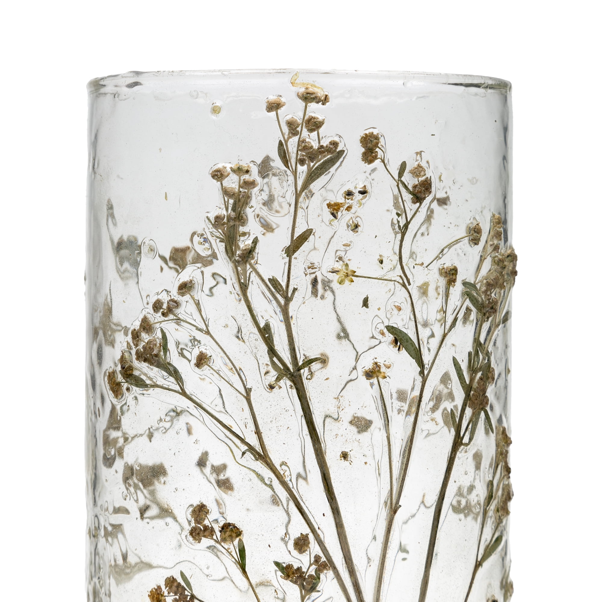 Mainstays Decorative Dried Floral Glass Vase, 7.75"