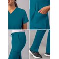 thumbnail image 4 of Conjunto médico Adar Addition go-Basic para mujer - Top médico delgado con cuello en V Pantalón médico tipo cargo ajustado - A9200 - azul caribeño - XL, 4 of 5
