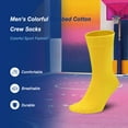 thumbnail image 2 of Sakusock Men's Colorful Combed Cotton Crew Socks – Dress Neon Vivid Color Sport Crazy Fashion Socks 4-PACK (7-10, Yellow), 2 of 6