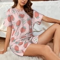 thumbnail image 4 of Sikiie Strawberry And Flowers Womens Pajama Sets Short Sleeve Top With Pants Sleepwear 2 Piece Lounge SetX-Large, 4 of 6