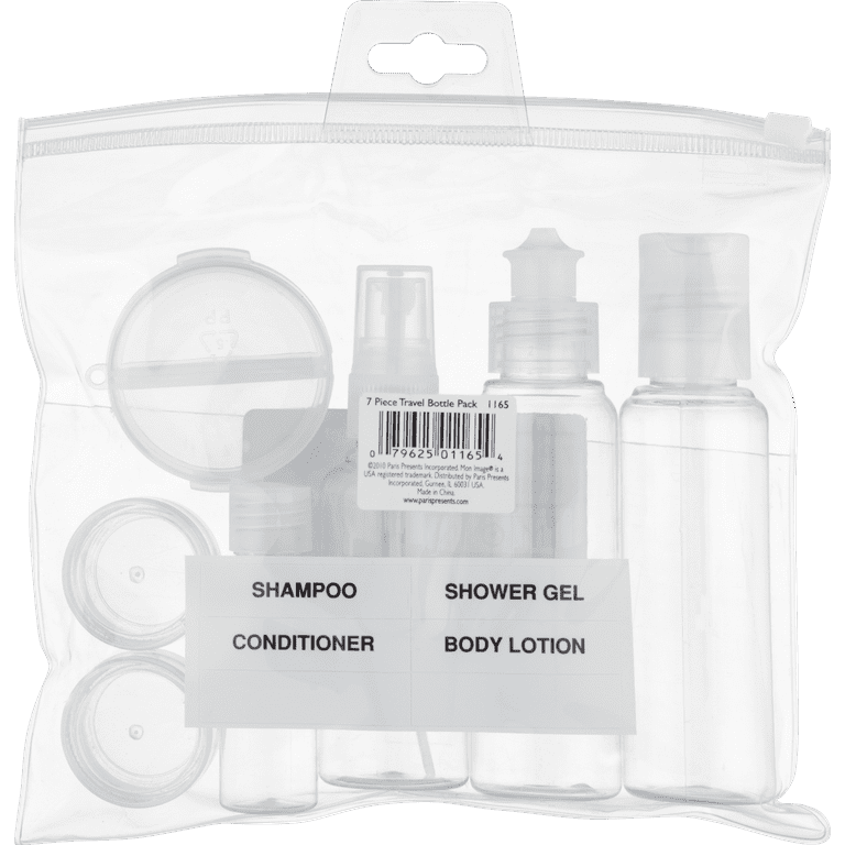 Mon Image Refillable Travel Bottle Set with Reusable Pouch 7pc