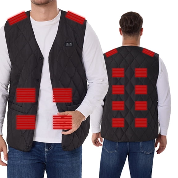 Aodebiao USB Heated Vest for Men Women with 3 Temperature Settings 16 Heating Zones Fleece Lining Outdoor Motorcycle Camping Fishing Skiing Winter Wear