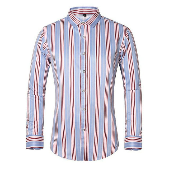 Chemise Décontractée et à la Mode pour Hommes Grande Taille Combinaison Rayée Manches Longues