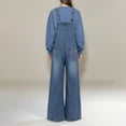 thumbnail image 7 of Women Loose Adjustable Strap Denim Ripped Bib Overall Jeans Distressed Wide Leg Baggy Overalls Jumpsuit, 7 of 7
