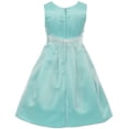 thumbnail image 3 of Little Girls Satin Butterfly Mesh Lace Ribbon Trim Holiday Party Easter Flower Girl Dress Aqua 4 (J21KS12), 3 of 4