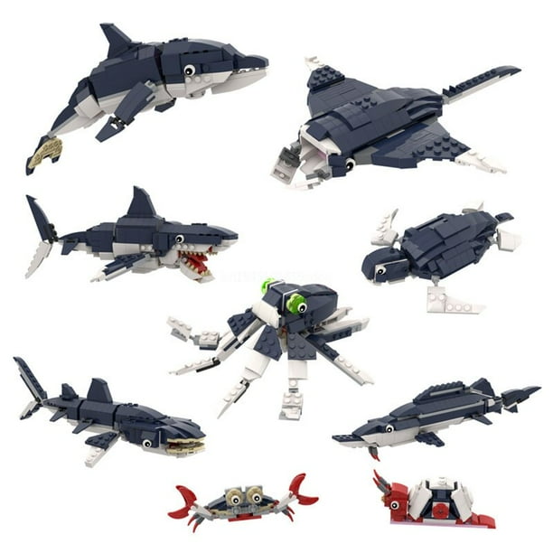 Set De Construcción De Animales Marinos – Mini Bloques De ABS De 23x5x18 Cm, 12 En 1, Juguete Educativo Para Niños, Regalo De Cumpleaños O Navidad