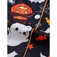 thumbnail image 4 of Emy Dola Women Halloween Silk Pajamas Sets 2 Piece Button-Down Satin Sleepwear Ghost Pumpkin Skull Print Short Sleeve Loungewear S-2XL, 4 of 7