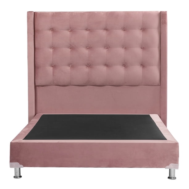 Box Base Cama Matrimonial + Cabecera Bruks Trinity Palo de Rosa