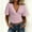 Pink, variant on Womens Solid Color Crop Top Slim Fit Ruched Deep V Neck Cinched Waist Top Short Sleeve T-Shirt for Summer White XXL(XXL)