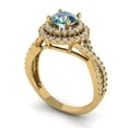 thumbnail image 2 of 1.3125 ct Round Cut Blue Moissanite Halo Engagement Ring for Women in 18K Yellow Gold, 2 of 5