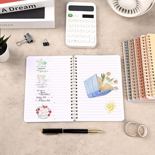 Quivanta 6 PCS Small Spiral Notebook 5x7, Cute Aesthetic Spiral Journal Note book for Women & Men, Spiral Bound Journals for Work School Note Taking Business, Journals for Writing 50 Sheets