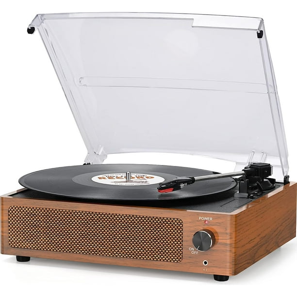 Vinyl Records LP Turntable Retro Record Player Built-in Speakers Vintage  Gramophone 3-Speed BT5.0 AUX-in Line-out RCA Output