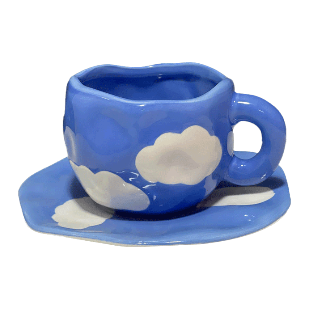 Ceramic Cloud Mug with Saucer Spoon Cute Irregular Coffee Mugs  Sets 9 Oz/ 250 ml Aesthetic Cloud Coffee Mugs for Tea Coffee Milk Office  Home Gifts, Dishwasher and Microwave Safe