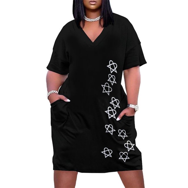 Vestido holgado con bolsillos Heartagram Shower (blanco) para fiesta de graduación, ropa de mujer, mono de verano para mujer, vestido de mujer, verano 2025