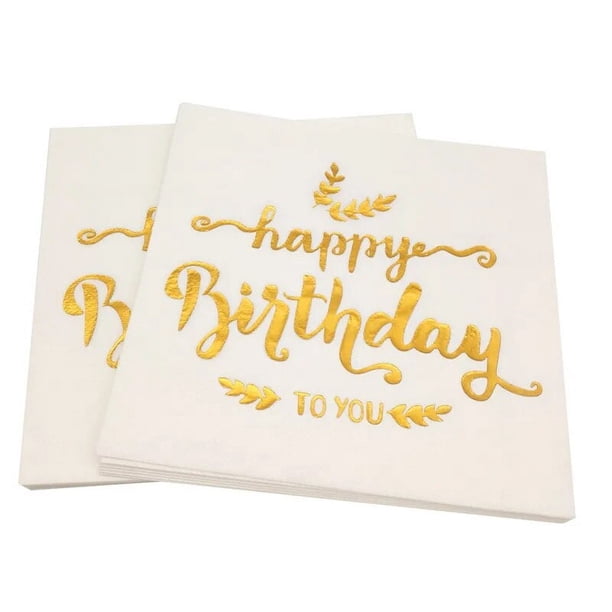 10/20 piezas negro estampado en caliente oro y plata servilleta de feliz cumpleaños fiesta de feliz cumpleaños aniversario comedor-decoración de mesa suministros