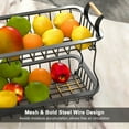 thumbnail image 3 of CACAGOO 2 Tier Countertop Fruit Basket Kitchen Organizer with Wooden Handle for Kitchen Counter Metal Mesh Basket Fruits Stand Produce Holder Organizer, 3 of 10