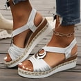 thumbnail image 4 of IEMIEMIEM Women's Platform Wedge Sandals Low Heel Dressy Sandals Open Toe Elastic Ankle Strap Summer Fashion Comfortable Walking Shoes Casual Sandal White 8.5 Wide, 4 of 4