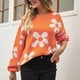 thumbnail image 4 of Gibobby Suéteres para mujer, Suéter corto de punto con cuello redondo para mujer(Naranja,CH), 4 of 5