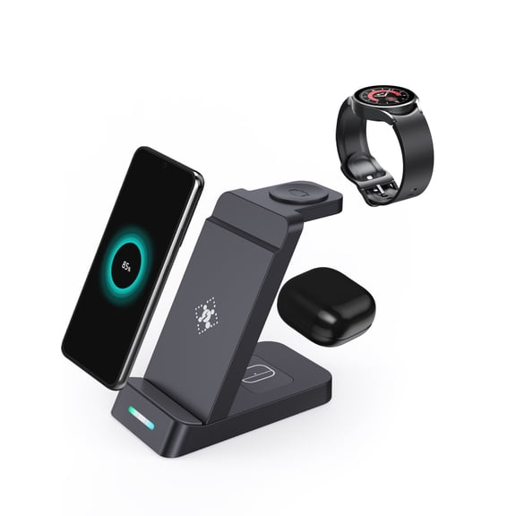 FU1999Foldable 3 in 1 Charging Station for Multiple Devices, Travel Wireless Charger for MagSafe Charger Stand, Magnetic Charging Stand for iPhone 16/15/14/13/12 for iWatch AirPods Black