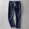 thumbnail image 4 of RWJDXD New Men‘s Linen Trousers Straight Tube Rope Solid Color Casual Linen Trousers Men Breathable, 4 of 6