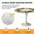 thumbnail image 6 of Yellow White Blue Sunflower Elastic Fitted Round Table Cover Watercolor Wreath Waterproof Outdoor Tablecloth for Holiday Party, Picnic, Patio & Dining Fits Tables Up to 55"-60", 6 of 8