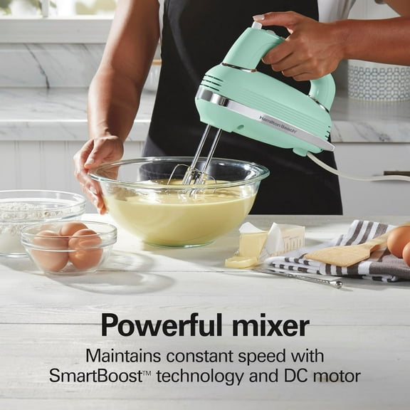 Vintage-Style 5-Speed Electric Hand Mixer with Slow Start and Storage Case for Baking