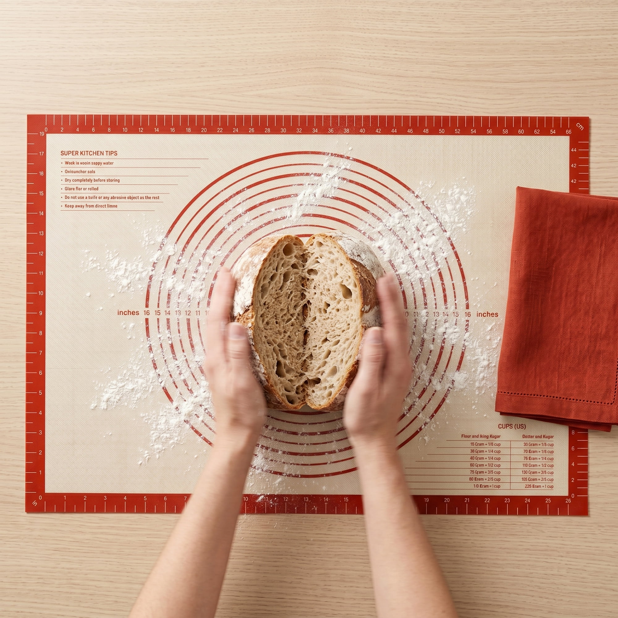 Unique Bargains Silicone Pastry Non Stick Baking Mat with Measurements Red 20"x28"