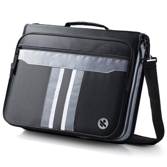 Kinbashi 2-Inch 3 Rings Zipper Binder, Holds 15-Inch Laptop, Handle and Shoulder Strap Included, Black