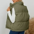 thumbnail image 4 of HAPIMO Womens Puffer Vest Sleeveless Zip Up Quilted Coat Stand Collar Gilet Jacket with Pockets Green L, 4 of 9