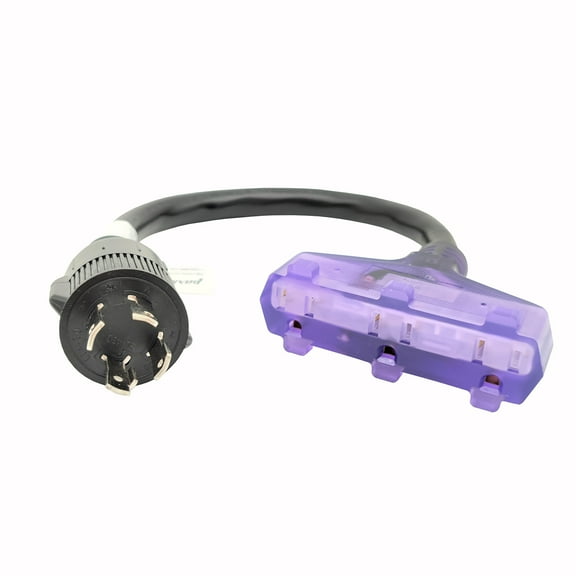 Parkworld 61421A Power Adapter Cord NEMA L14-30P Male to (3)5-15R Household Tri Outlet 15 AMP Female*3, 125 Volt, 1.5FT